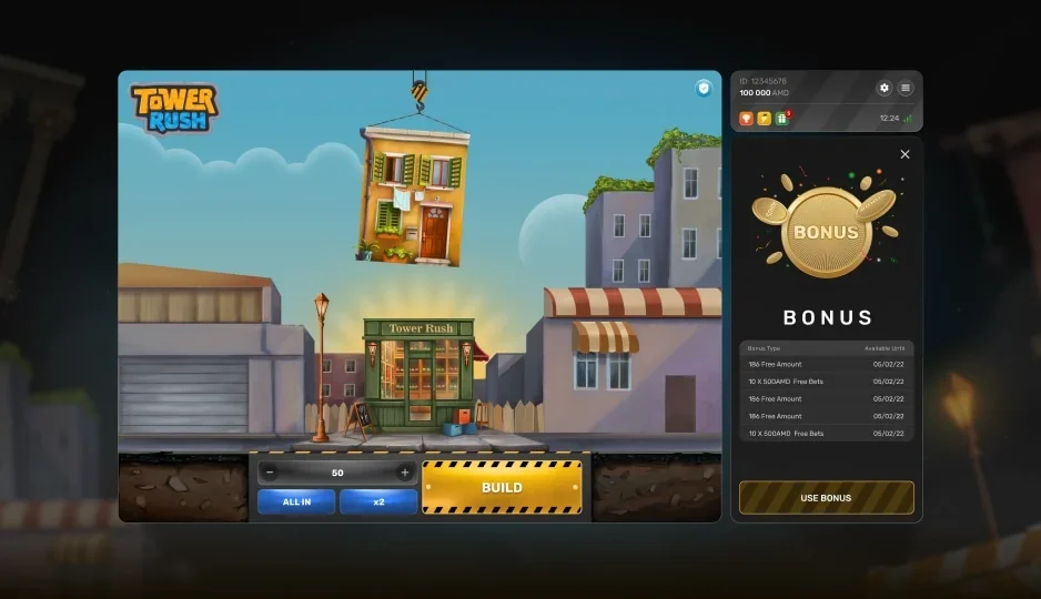 Оригинальная бонусная панель Tower Rush